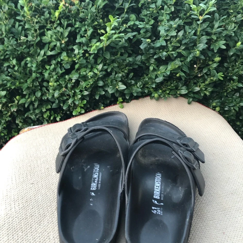 Birkenstock Arizona Exquisite Mens Black Rubber Sandals Size 41/8US